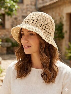 Time and Tru Natural Woven Bucket Straw Hat